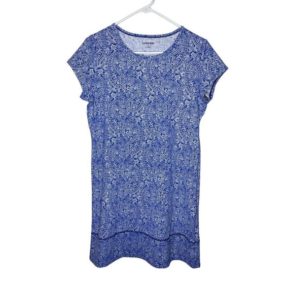 Lands' End Athleisure Dress Blue & White Paisley Size Small Outdoor - Picture 1 of 6